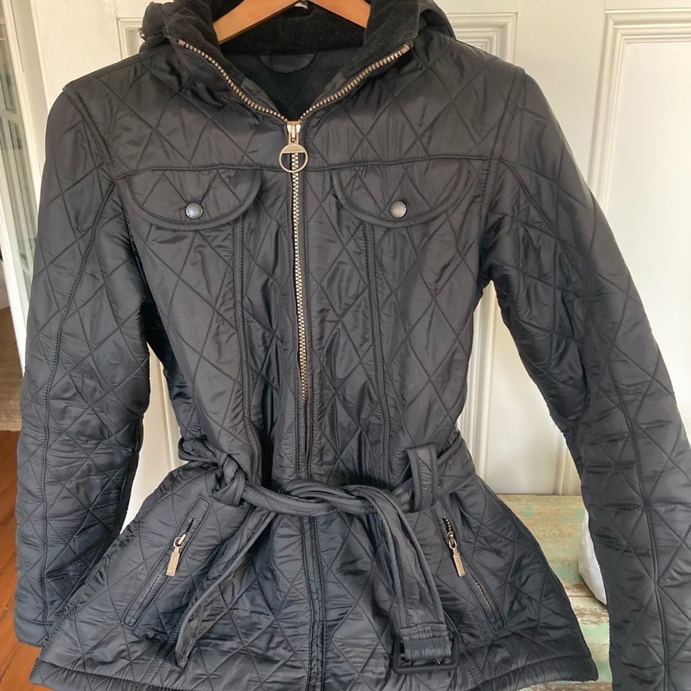 Barbour quilted jacket with removable hood